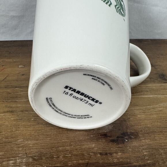 Starbucks 16oz White Ceramic Mug with Green Siren Mermaid Logo, 2015 Collectible - Picture 3 of 3